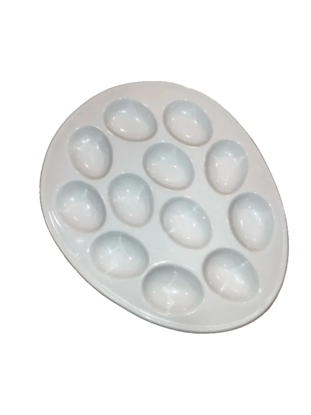 BIA Cordon Bleu White Porcelain Deviled Egg Plate Oval Serving Platter 12 Eggs.